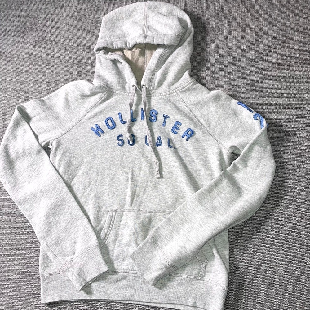 Hollister So Cal Hoodie Womens L Heather Gray Embroidered Logo Cotton Pullover